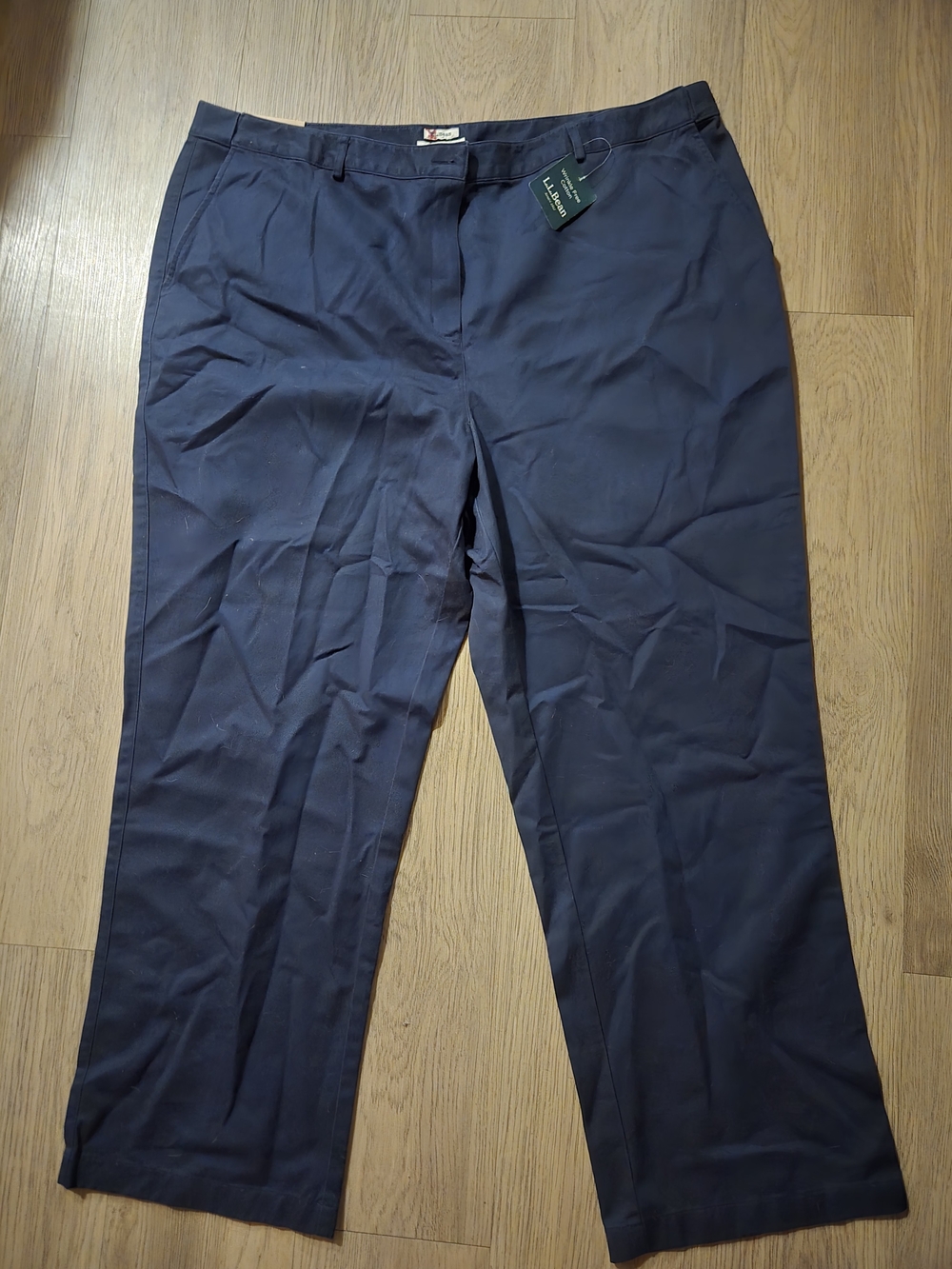 NWT L.L.Bean Navy Blue Cotton Pants Plus Size 22W Regular